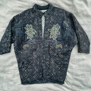 Quilted Batwing Artwear Jacket Oversized Lagenlook Boho Statement OS